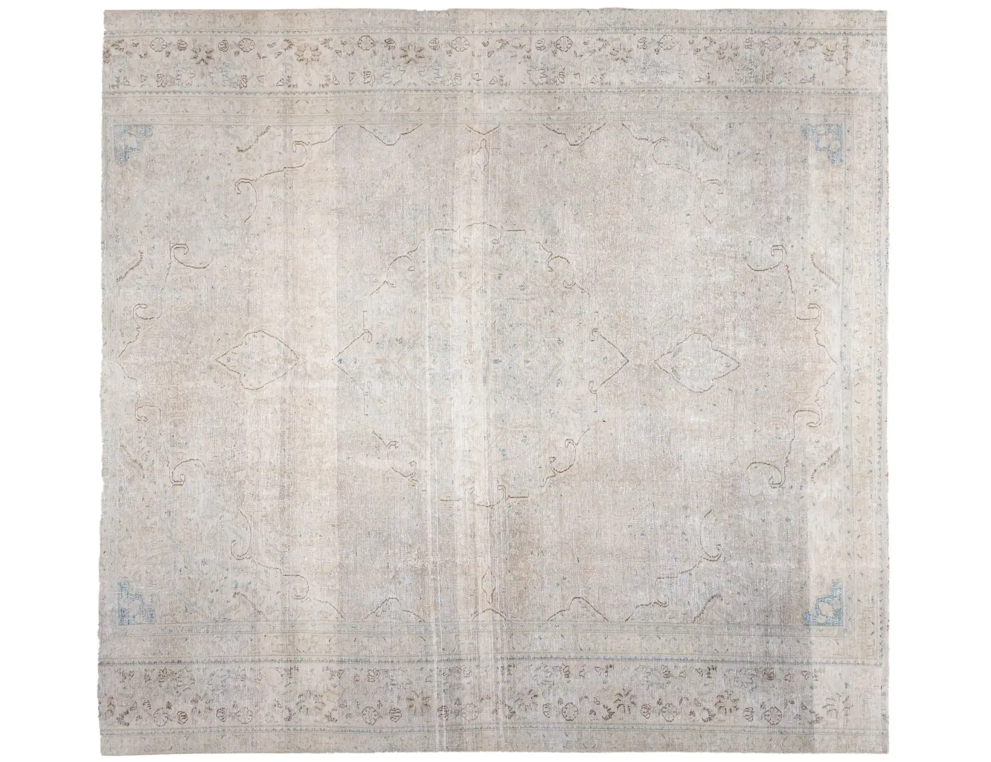 Grau Persien Persischer Vintage Teppich 286 x 286 cm - Einzigartiger handgefertigter Teppich