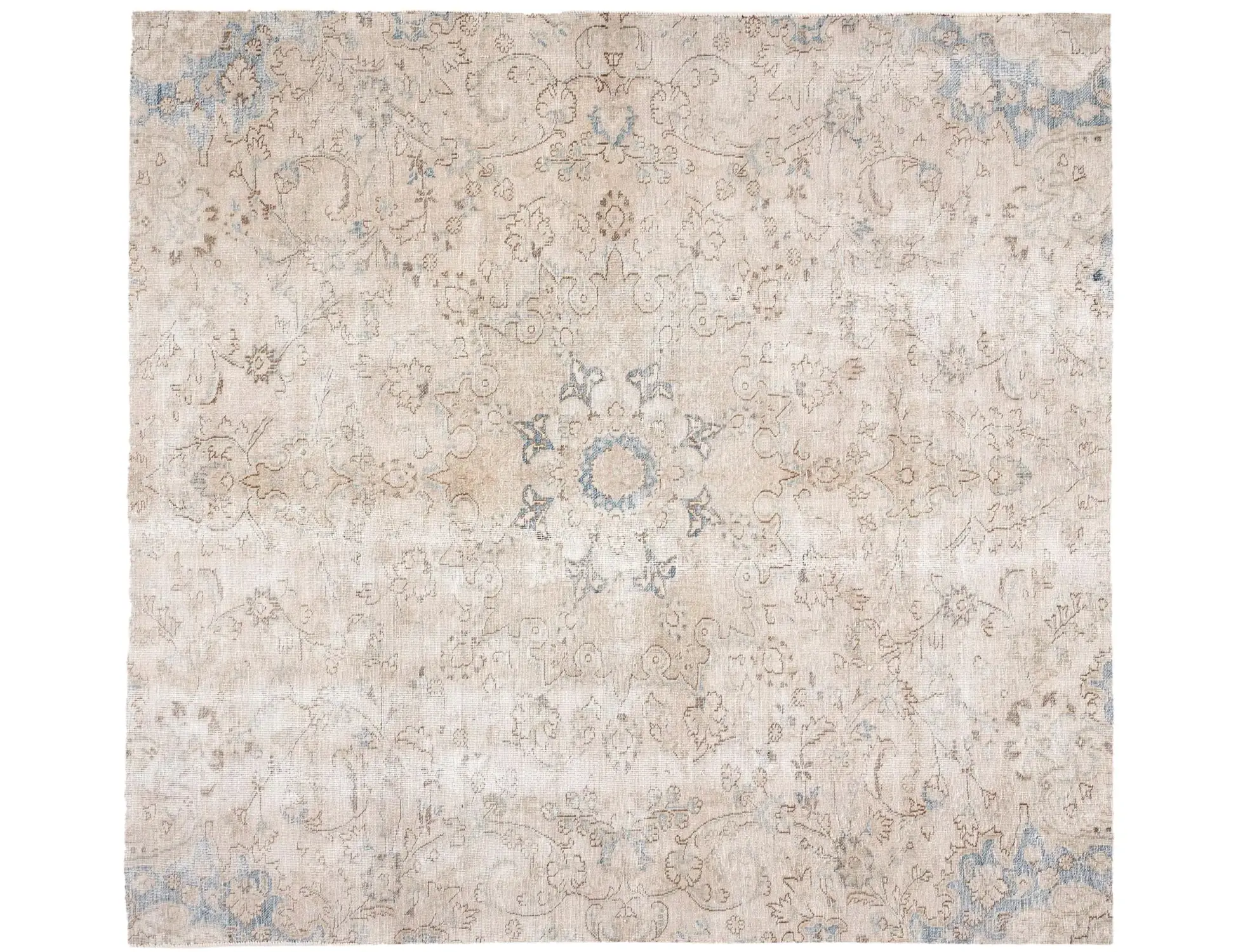 Beige Persien Persischer Vintage Teppich 180 x 180 cm - Einzigartiger handgefertigter Teppich