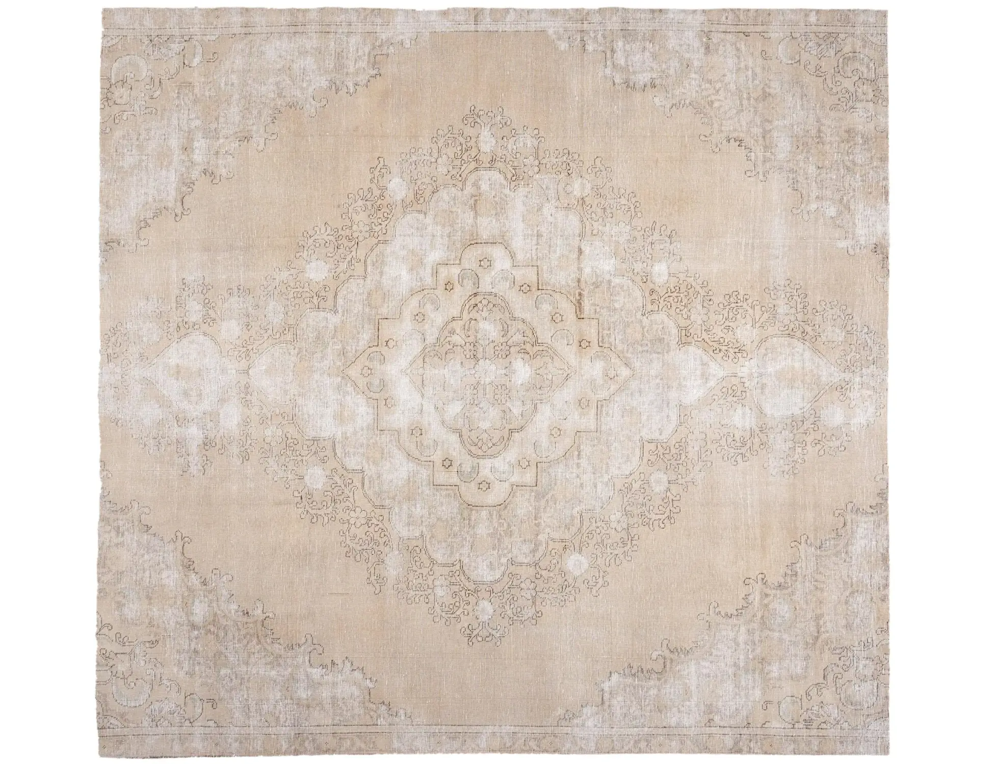 Beige Persien Persischer Vintage Teppich 226 x 226 cm - Einzigartiger handgefertigter Teppich