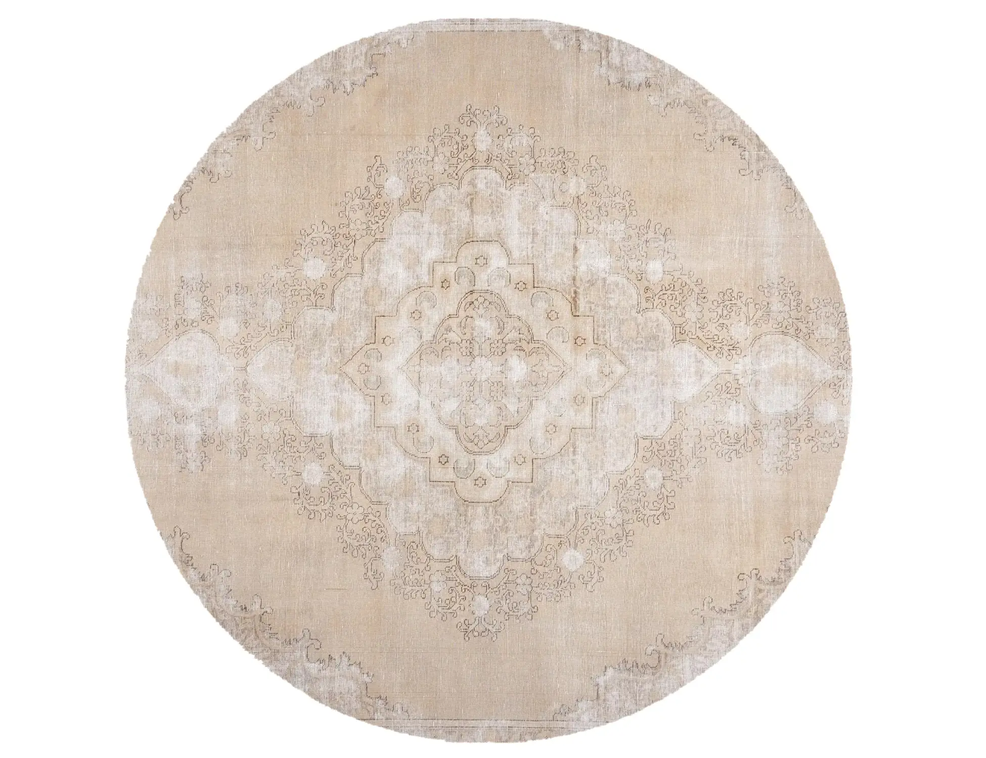 Beige Persien Persischer Vintage Teppich 226 x 226 cm - Einzigartiger handgefertigter Teppich