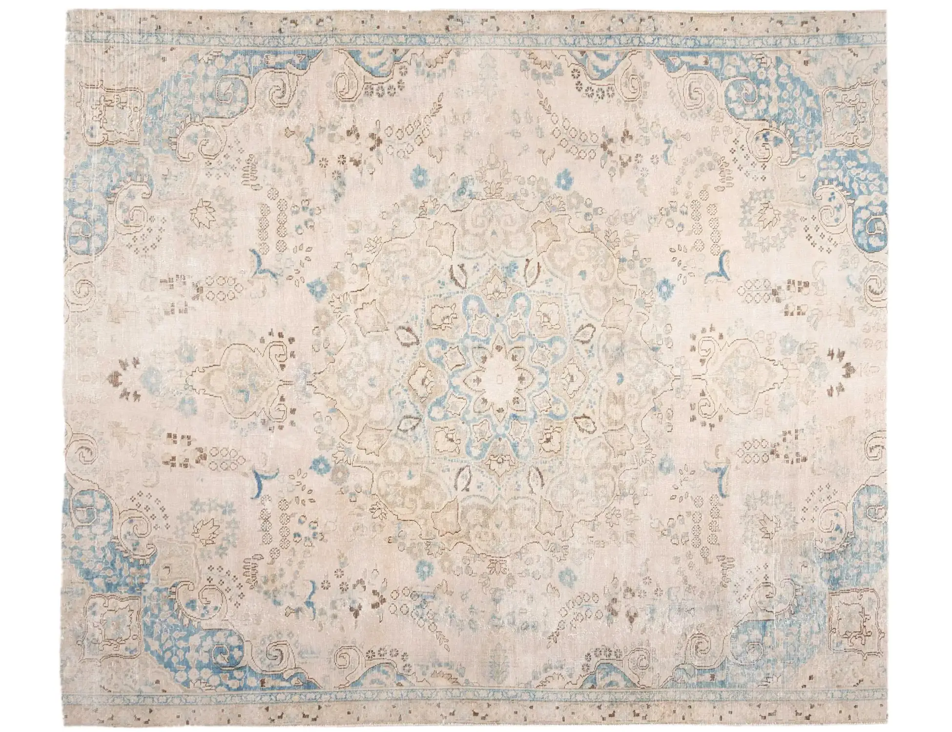 Beige Persien Persischer Vintage Teppich 250 x 206 cm - Einzigartiger handgefertigter Teppich