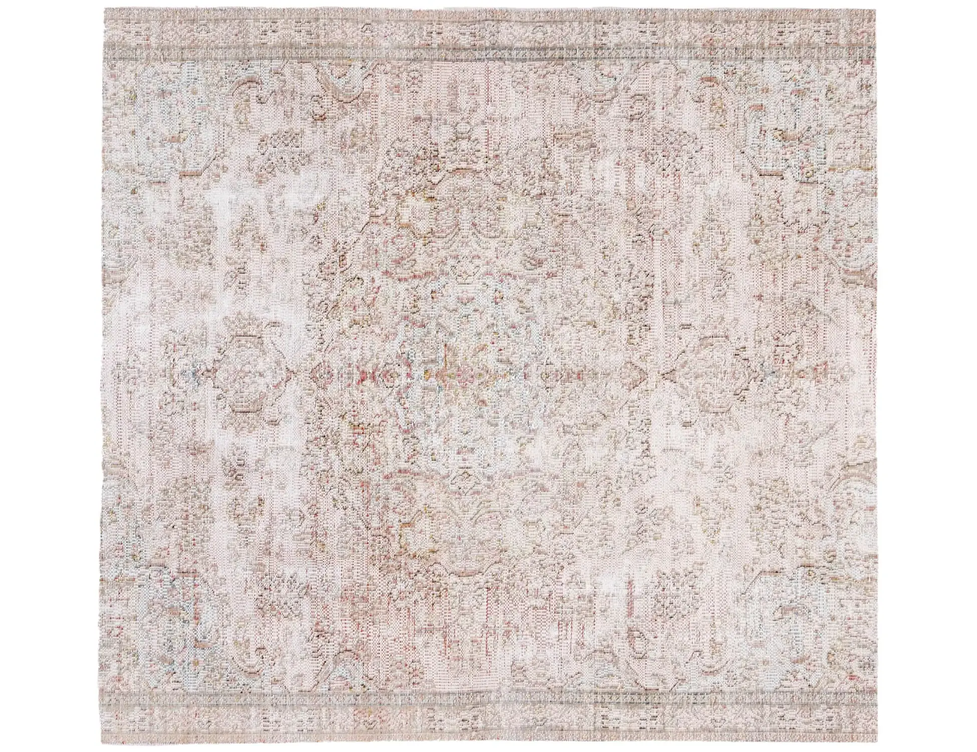 Grau Persien Persischer Vintage Teppich 150 x 150 cm - Einzigartiger handgefertigter Teppich