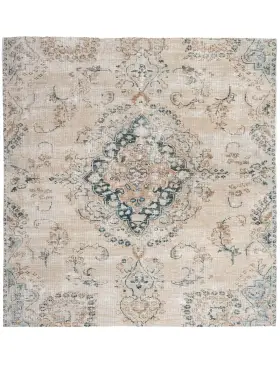 Beige Persia Persisk vintage teppe 123 x 123 cm