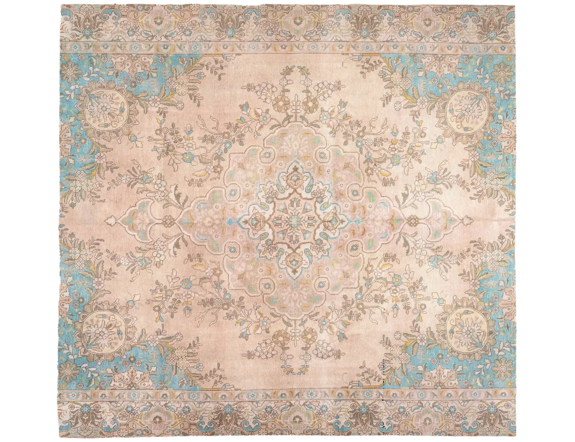 Beige Persien Persischer Vintage Teppich 274 x 274 cm - Einzigartiger handgefertigter Teppich