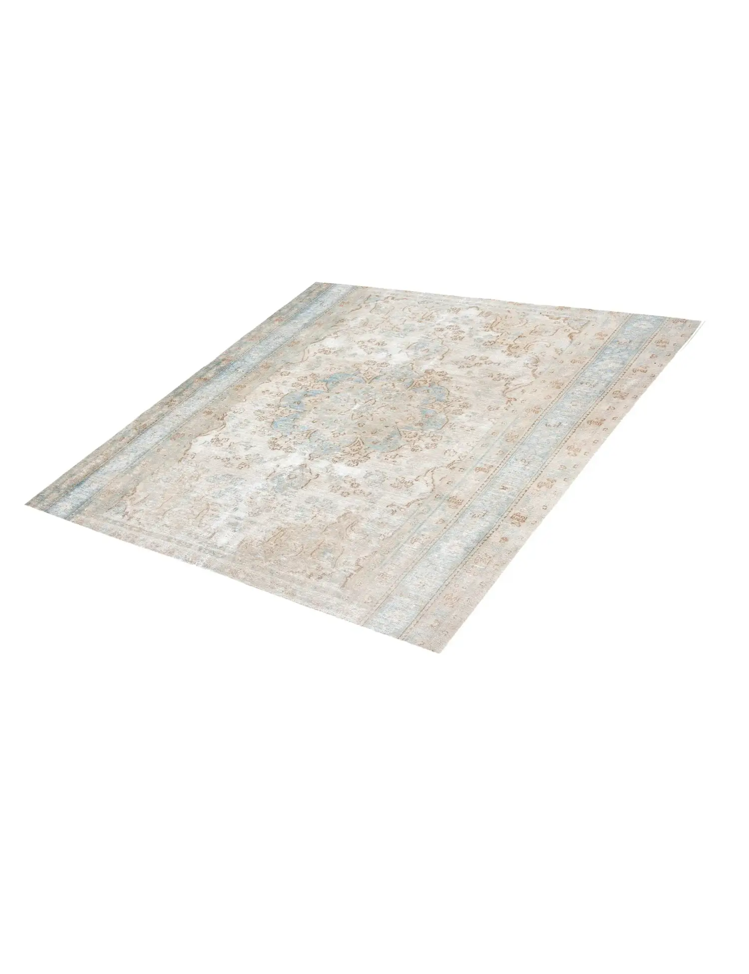 Grau Persien Persischer Vintage Teppich 196 x 196 cm - Einzigartiger handgefertigter Teppich