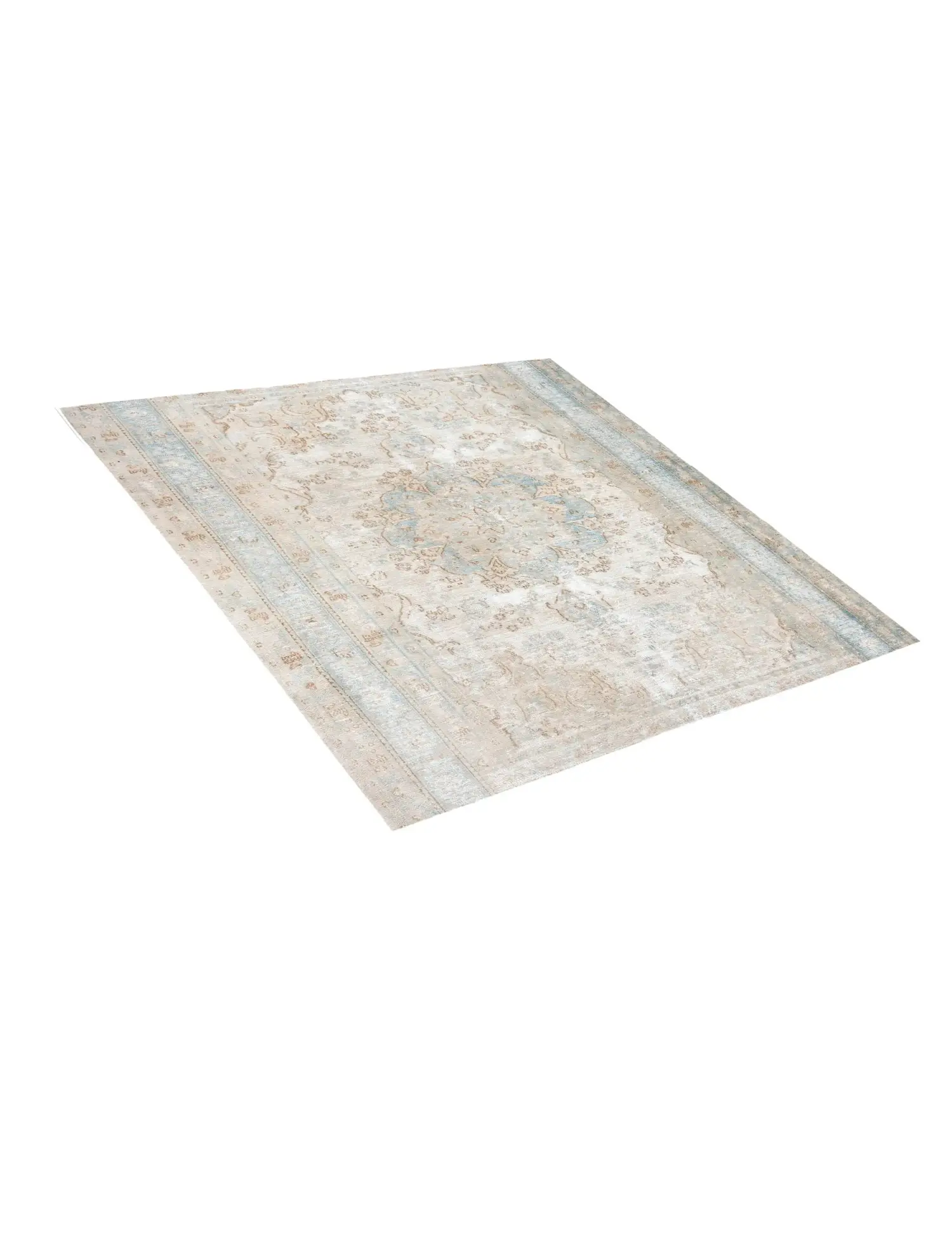 Grau Persien Persischer Vintage Teppich 196 x 196 cm - Einzigartiger handgefertigter Teppich