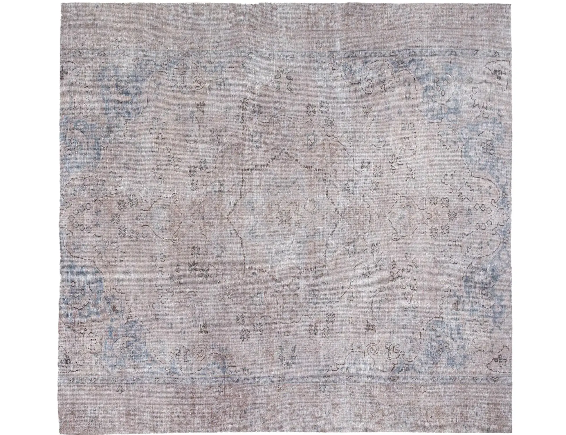 Grau Persien Persischer Vintage Teppich 170 x 170 cm - Einzigartiger handgefertigter Teppich