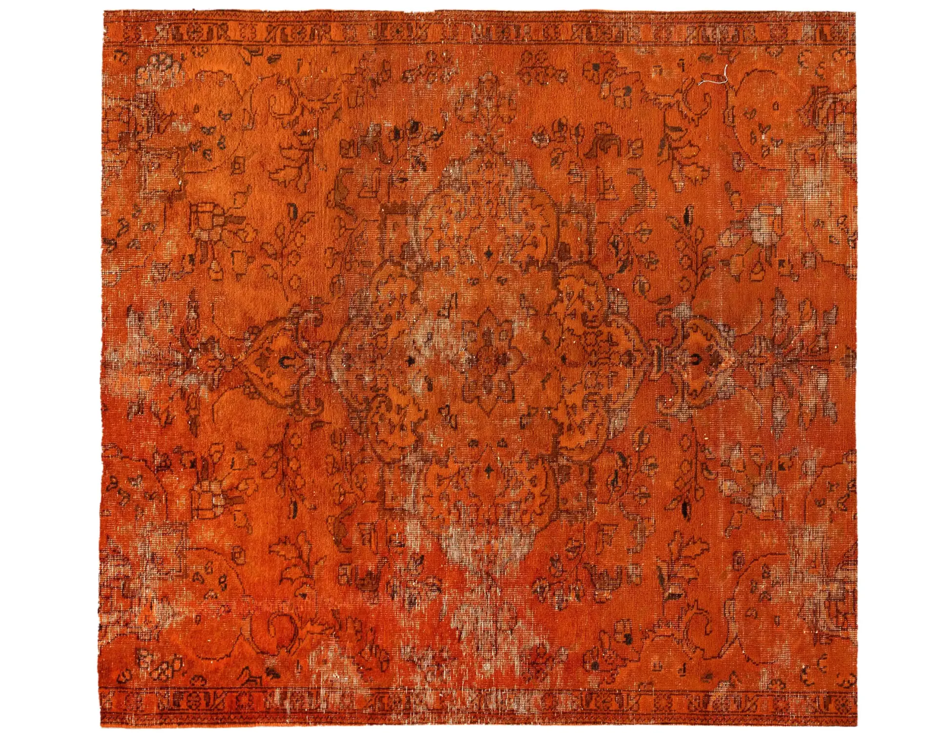 Orange Persien Persischer Vintage Teppich 145 x 145 cm - Einzigartiger handgefertigter Teppich