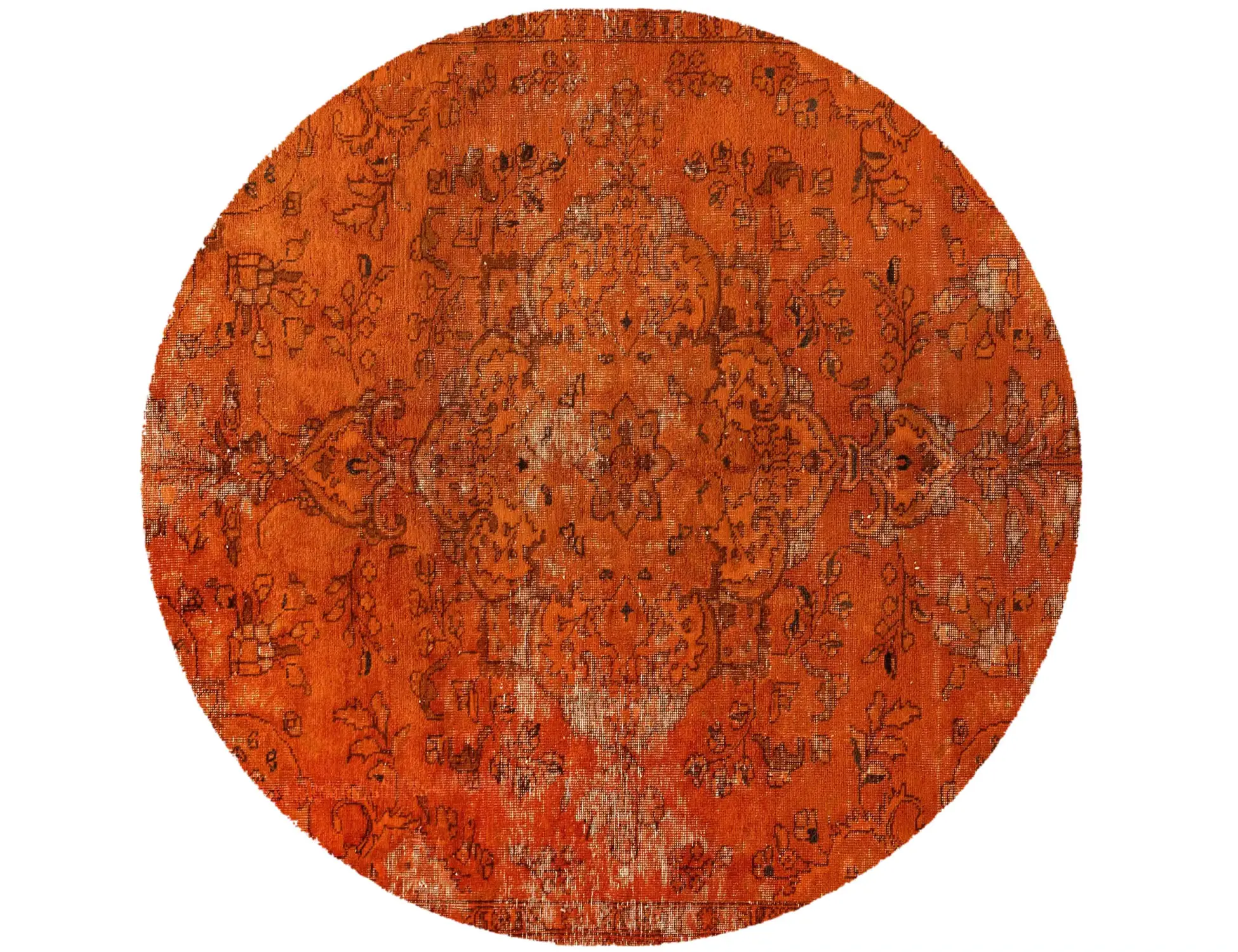 Orange Persien Persischer Vintage Teppich 145 x 145 cm - Einzigartiger handgefertigter Teppich