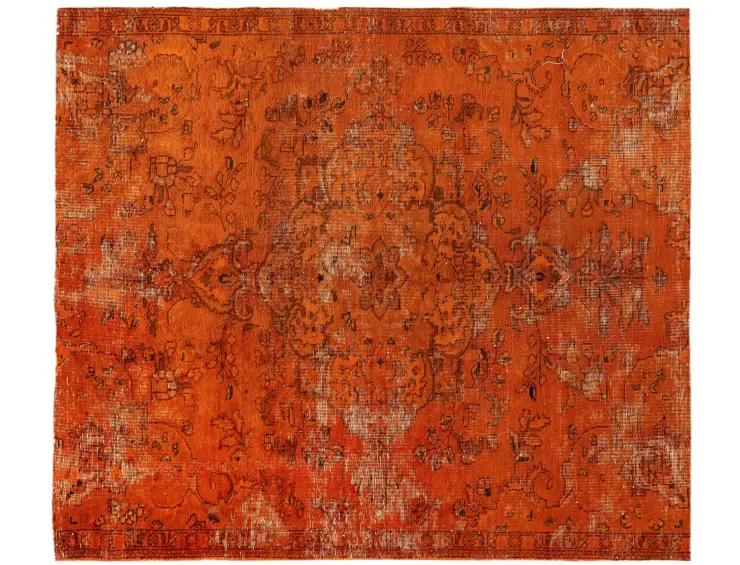 Orange Persien Persischer Vintage Teppich 200 x 145 cm