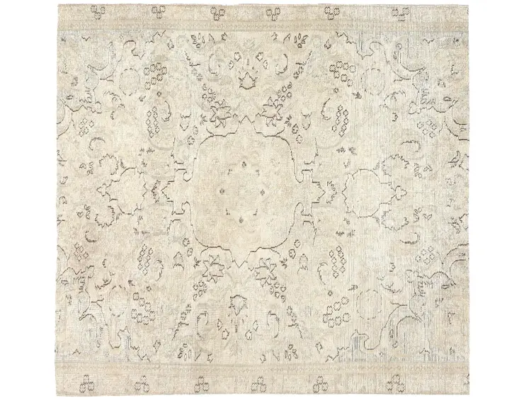 Beige Türkei Vintage Teppich 143 x 143 cm