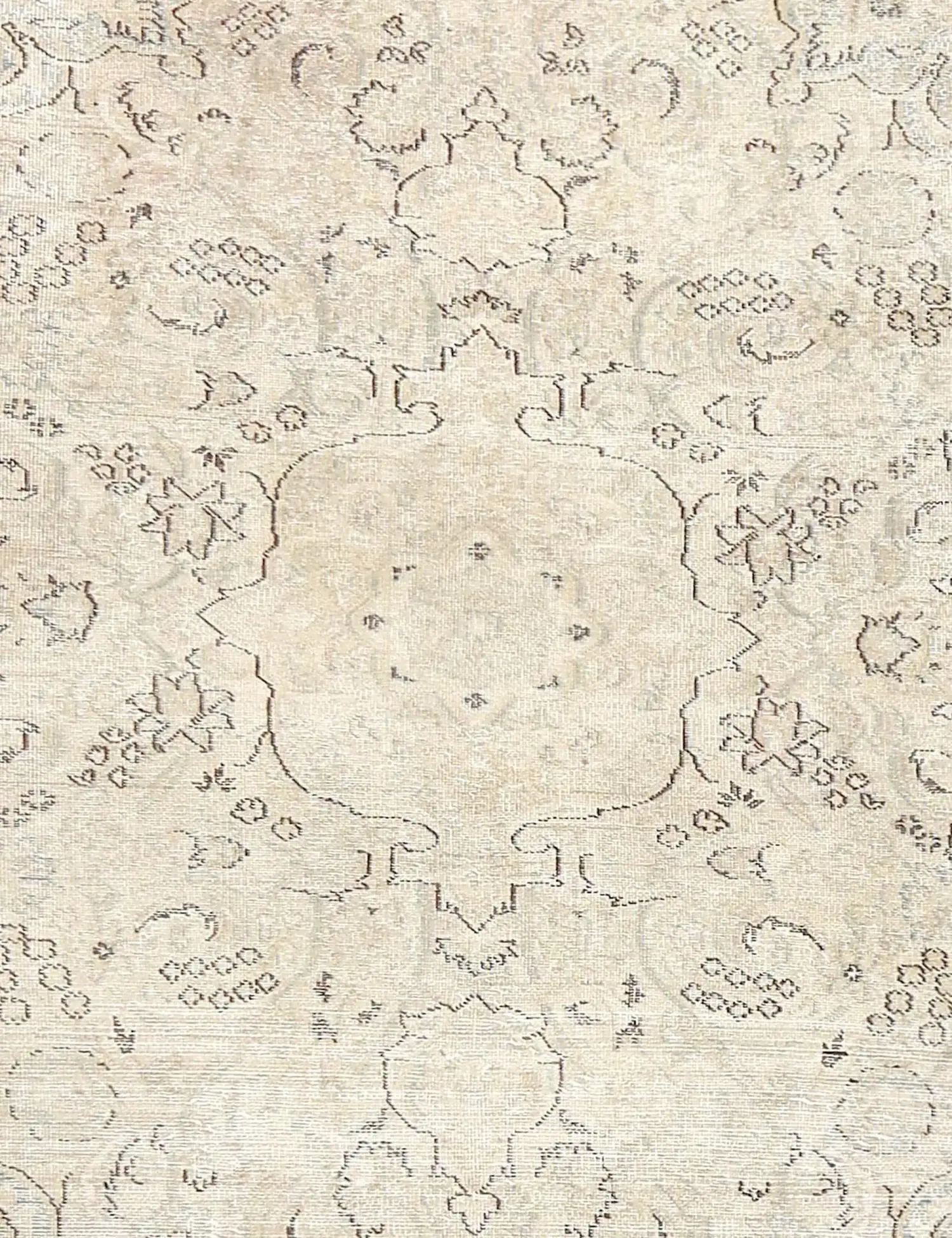 Beige Türkei Vintage Teppich 143 x 143 cm - Einzigartiger handgefertigter Teppich