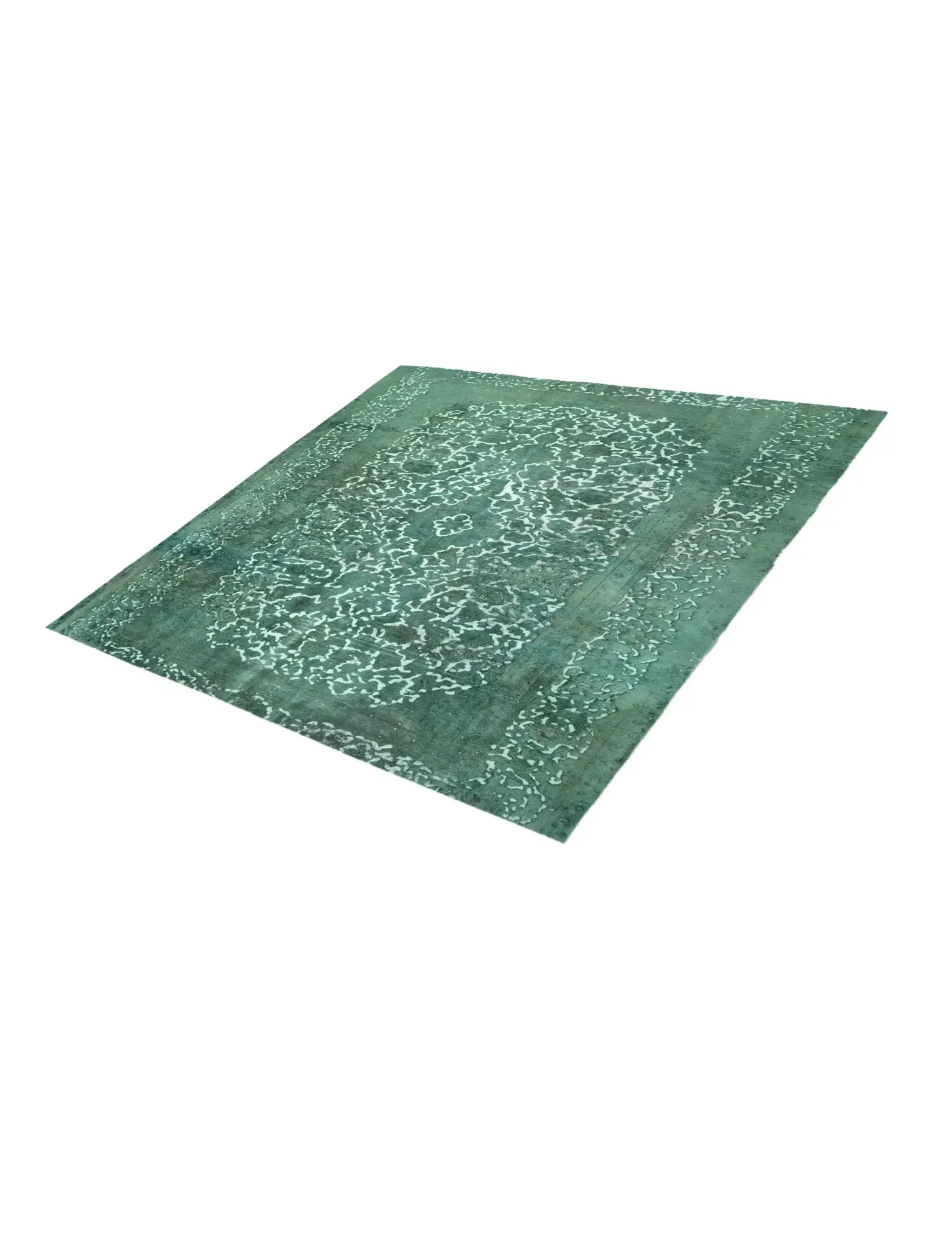 Grün Persien Persischer Vintage Teppich 200 x 200 cm - Einzigartiger handgefertigter Teppich