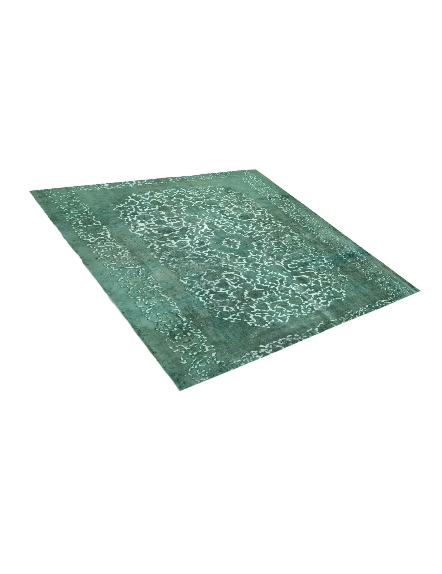 Grün Persien Persischer Vintage Teppich 200 x 200 cm - Einzigartiger handgefertigter Teppich