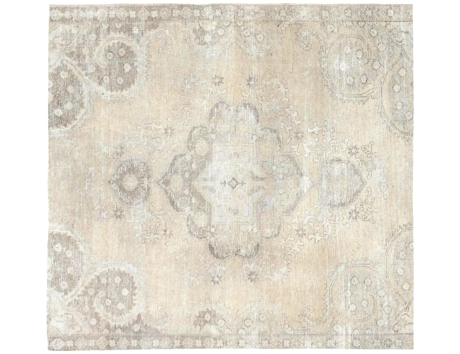 Beige Persien Persischer Vintage Teppich 142 x 142 cm - Einzigartiger handgefertigter Teppich