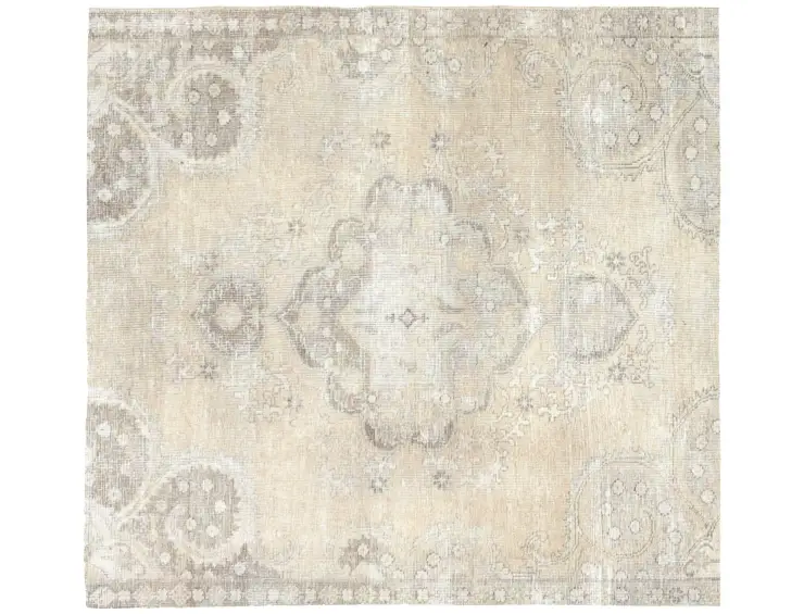 Beige Persien Persischer Vintage Teppich 142 x 142 cm