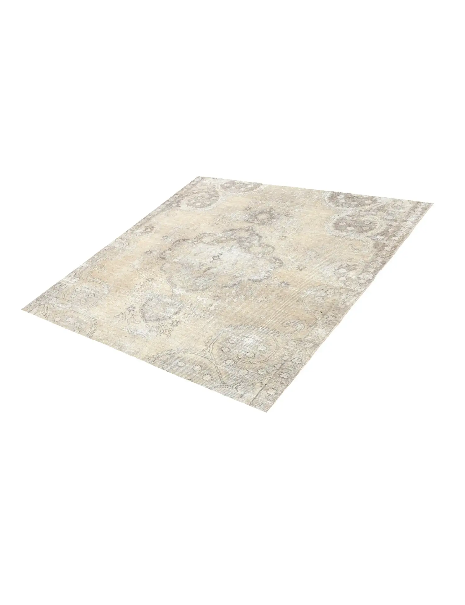 Beige Persia Persian Vintage Carpet 142 x 142 cm - Unique Handmade Carpet