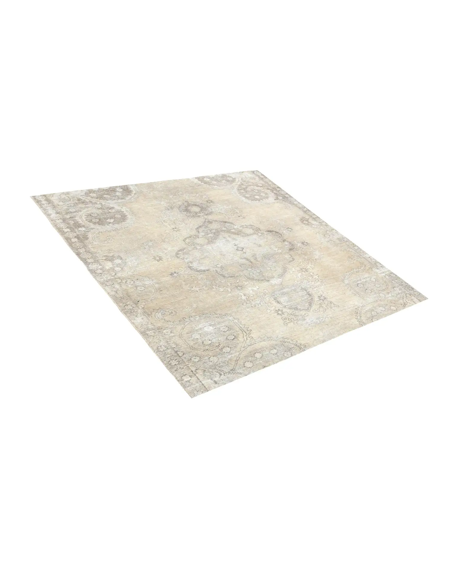 Beige Persia Persian Vintage Carpet 142 x 142 cm - Unique Handmade Carpet