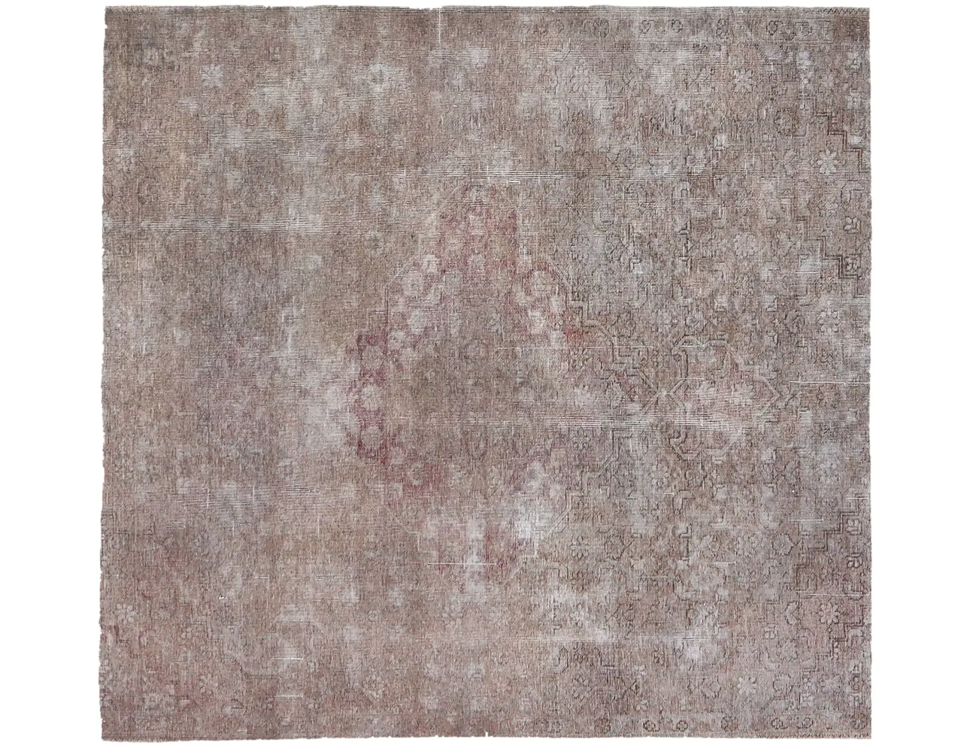 Grau Persien Persischer Vintage Teppich 150 x 150 cm - Einzigartiger handgefertigter Teppich