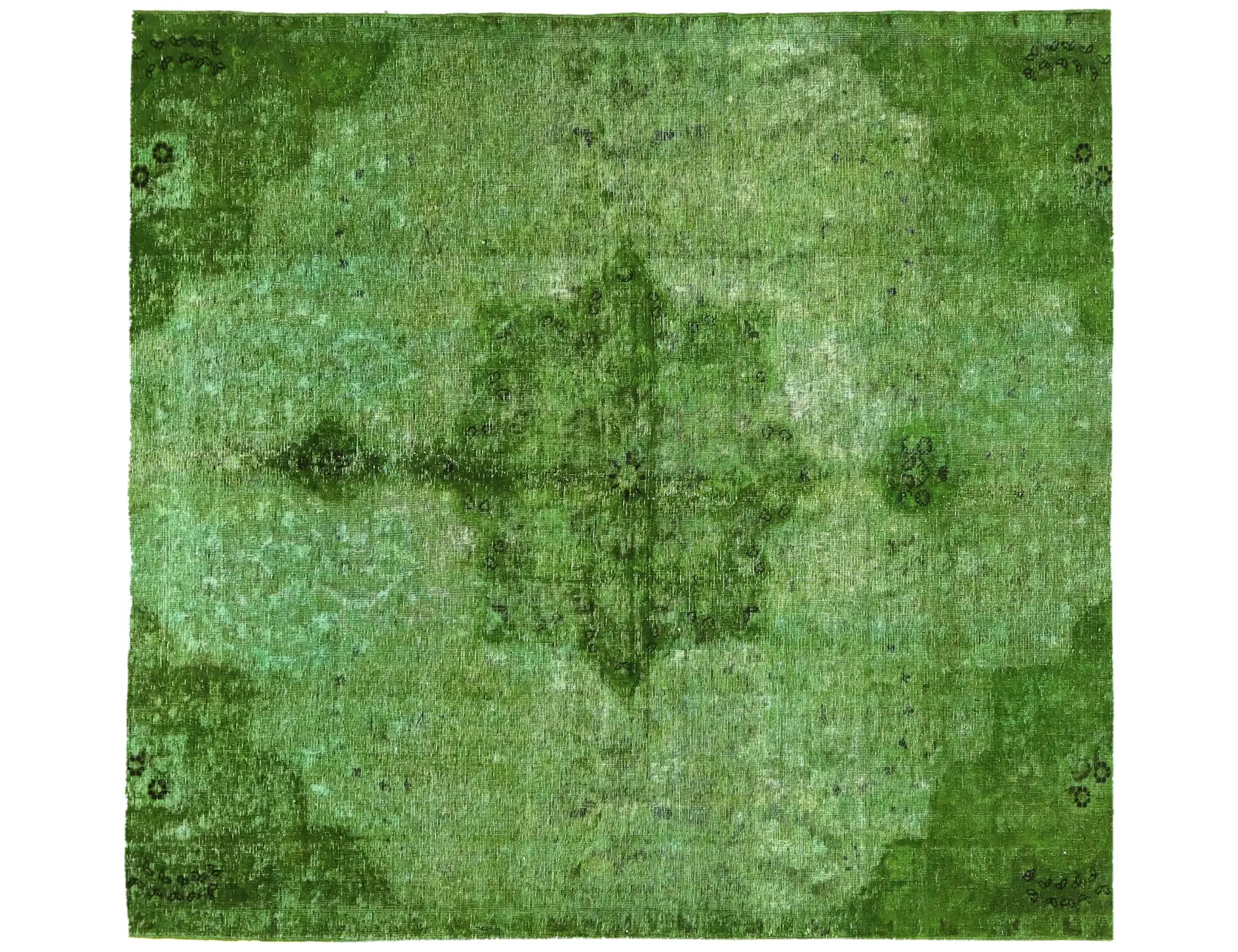Grün Persien Persischer Vintage Teppich 220 x 220 cm - Einzigartiger handgefertigter Teppich