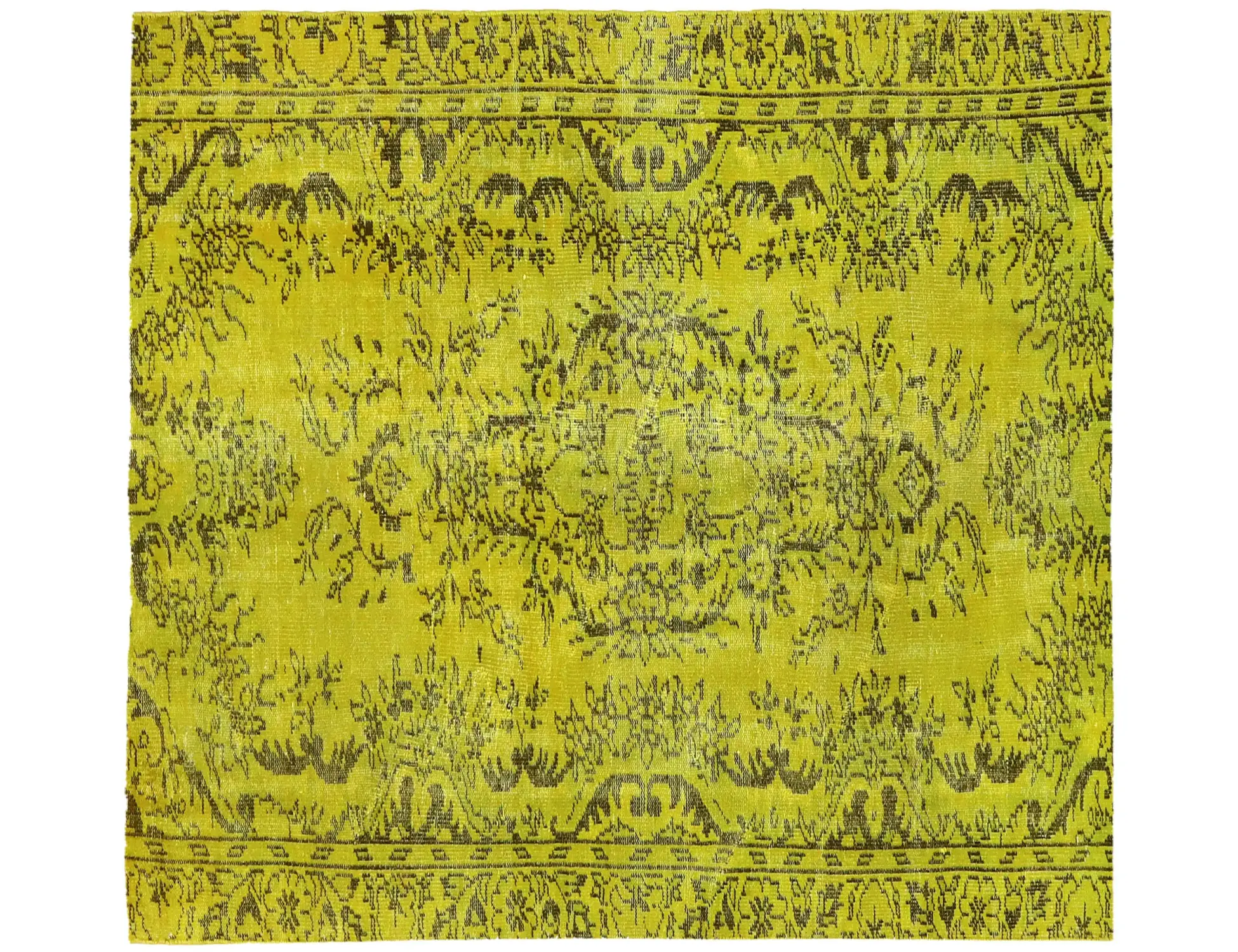 Gelb Persien Persischer Vintage Teppich 147 x 147 cm