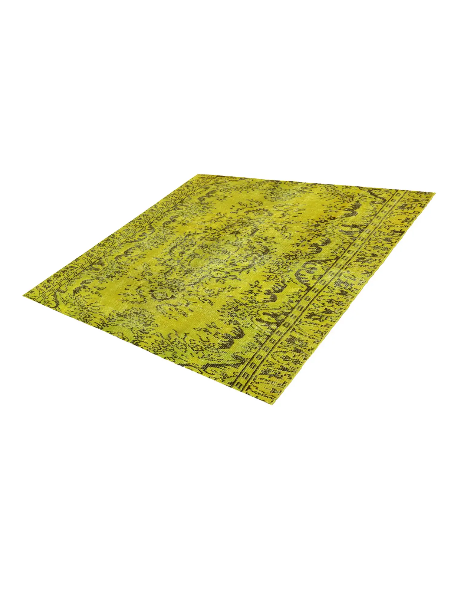 Gelb Persien Persischer Vintage Teppich 147 x 147 cm - Einzigartiger handgefertigter Teppich