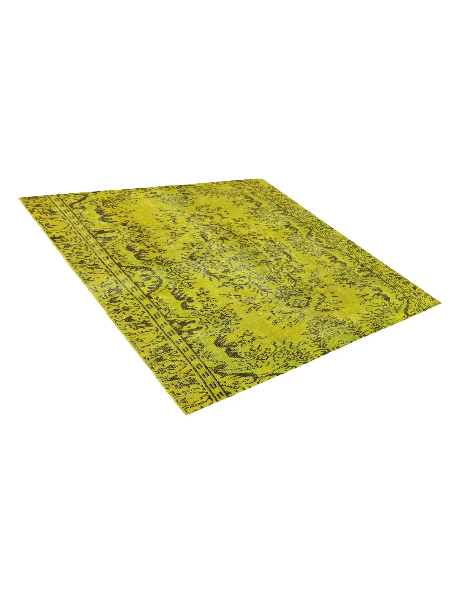Gelb Persien Persischer Vintage Teppich 147 x 147 cm - Einzigartiger handgefertigter Teppich