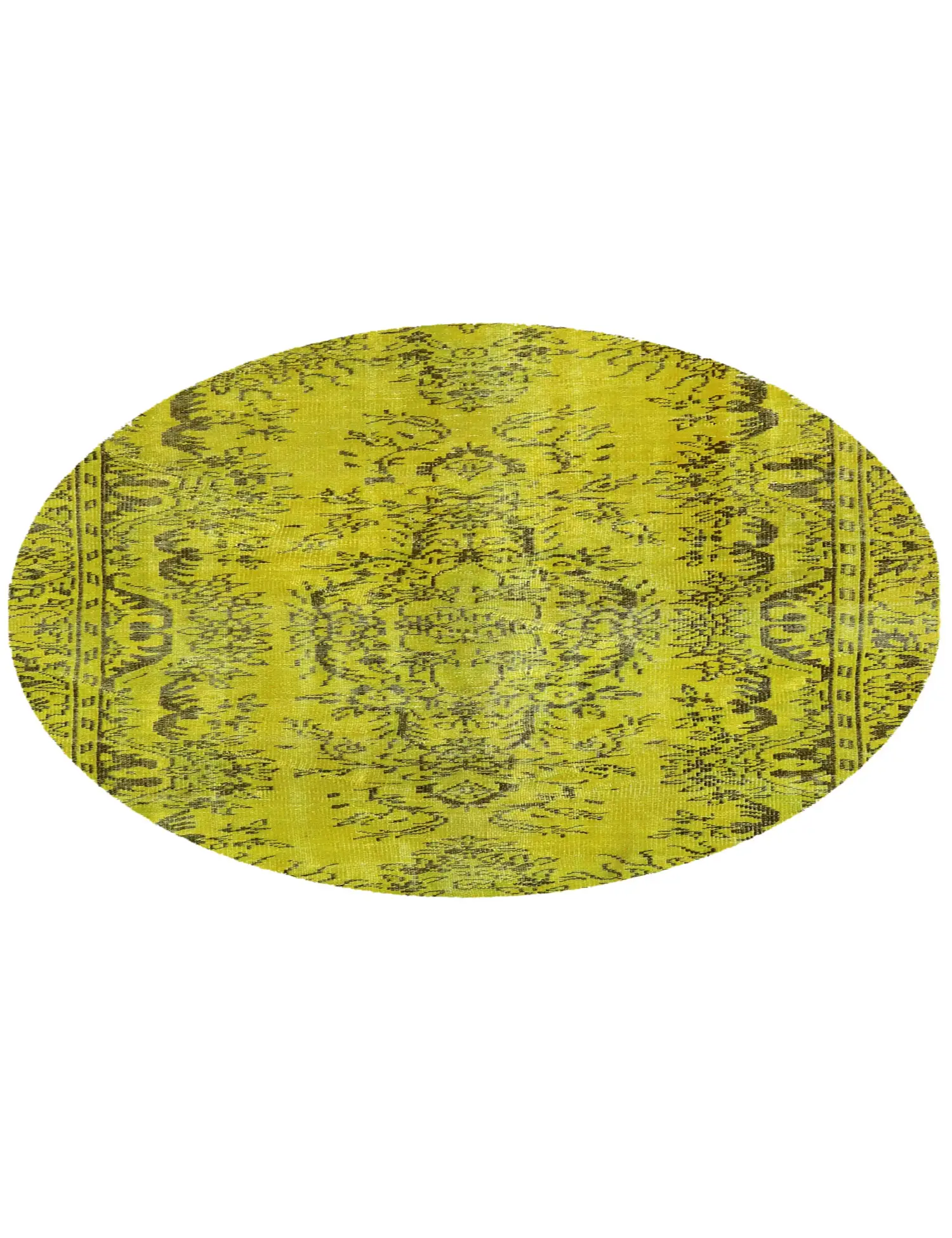 Gelb Persien Persischer Vintage Teppich 147 x 147 cm - Einzigartiger handgefertigter Teppich