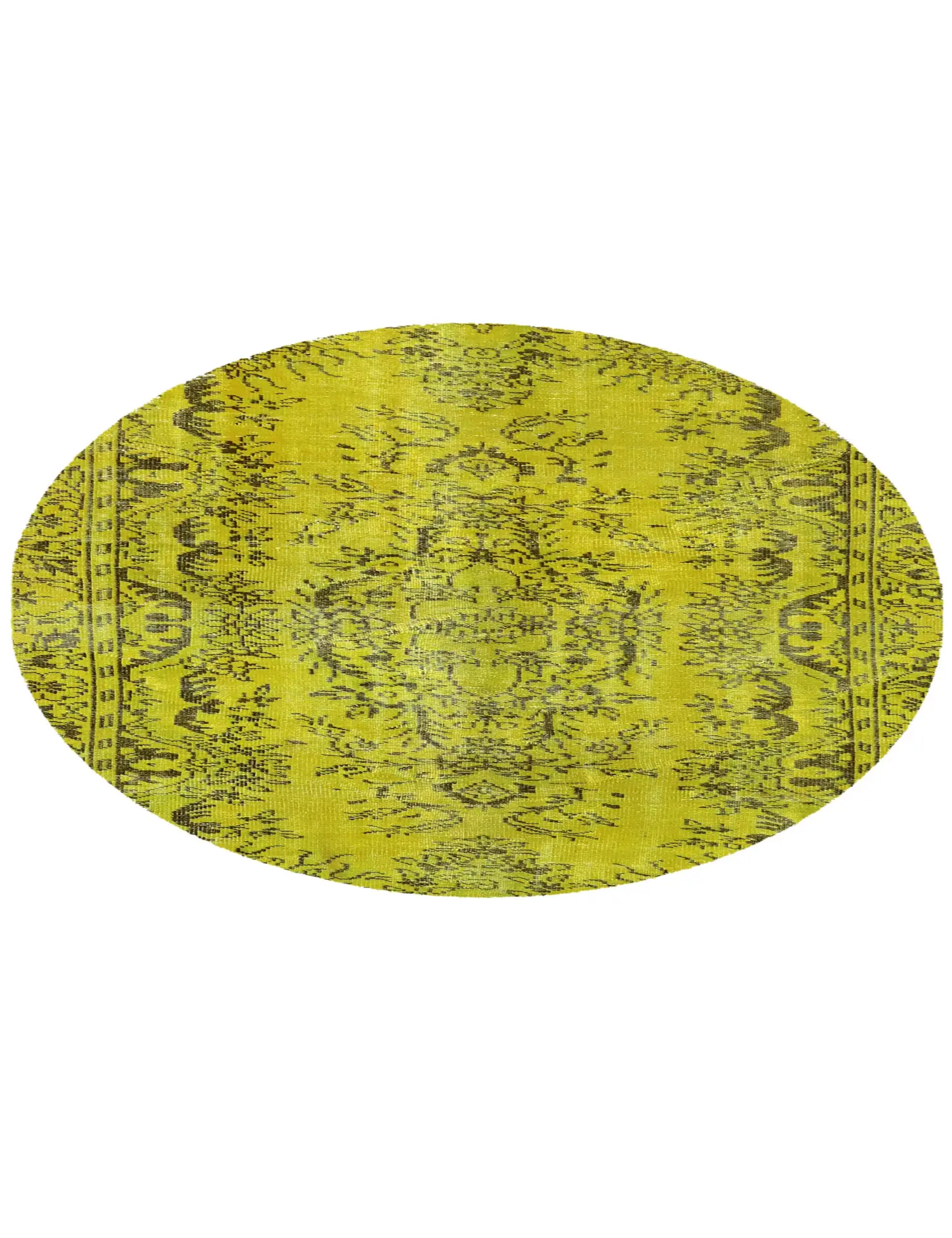 Gelb Persien Persischer Vintage Teppich 147 x 147 cm - Einzigartiger handgefertigter Teppich