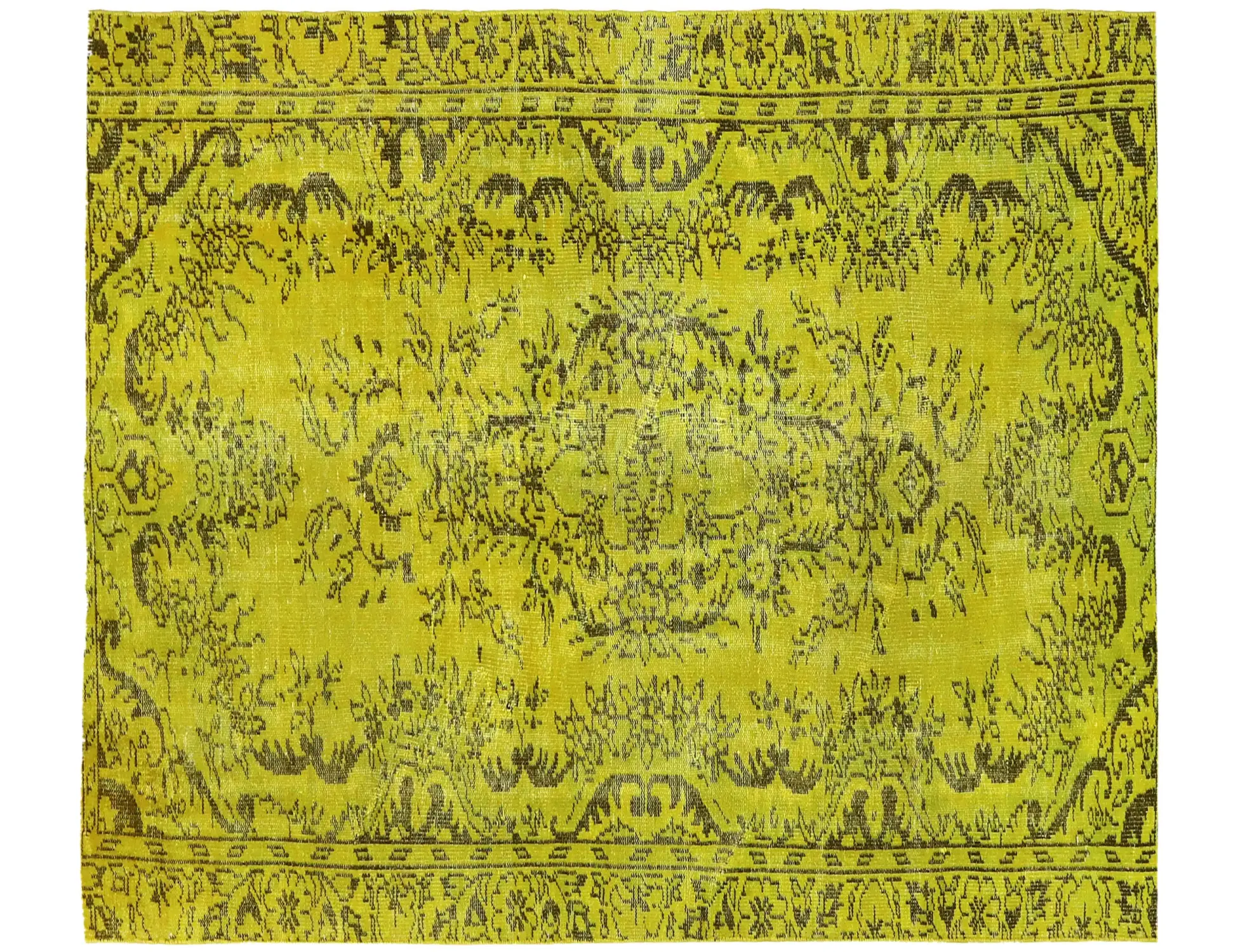 Gelb Persien Persischer Vintage Teppich 200 x 147 cm