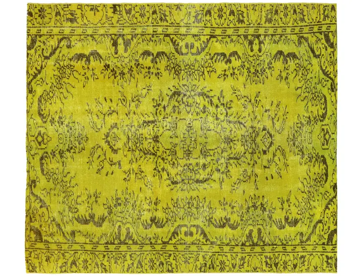 Gelb Persien Persischer Vintage Teppich 200 x 147 cm