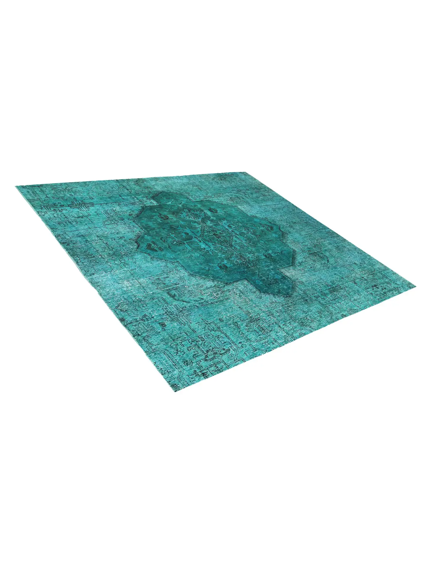 Türkis Persien Persischer Vintage Teppich 184 x 184 cm - Einzigartiger handgefertigter Teppich
