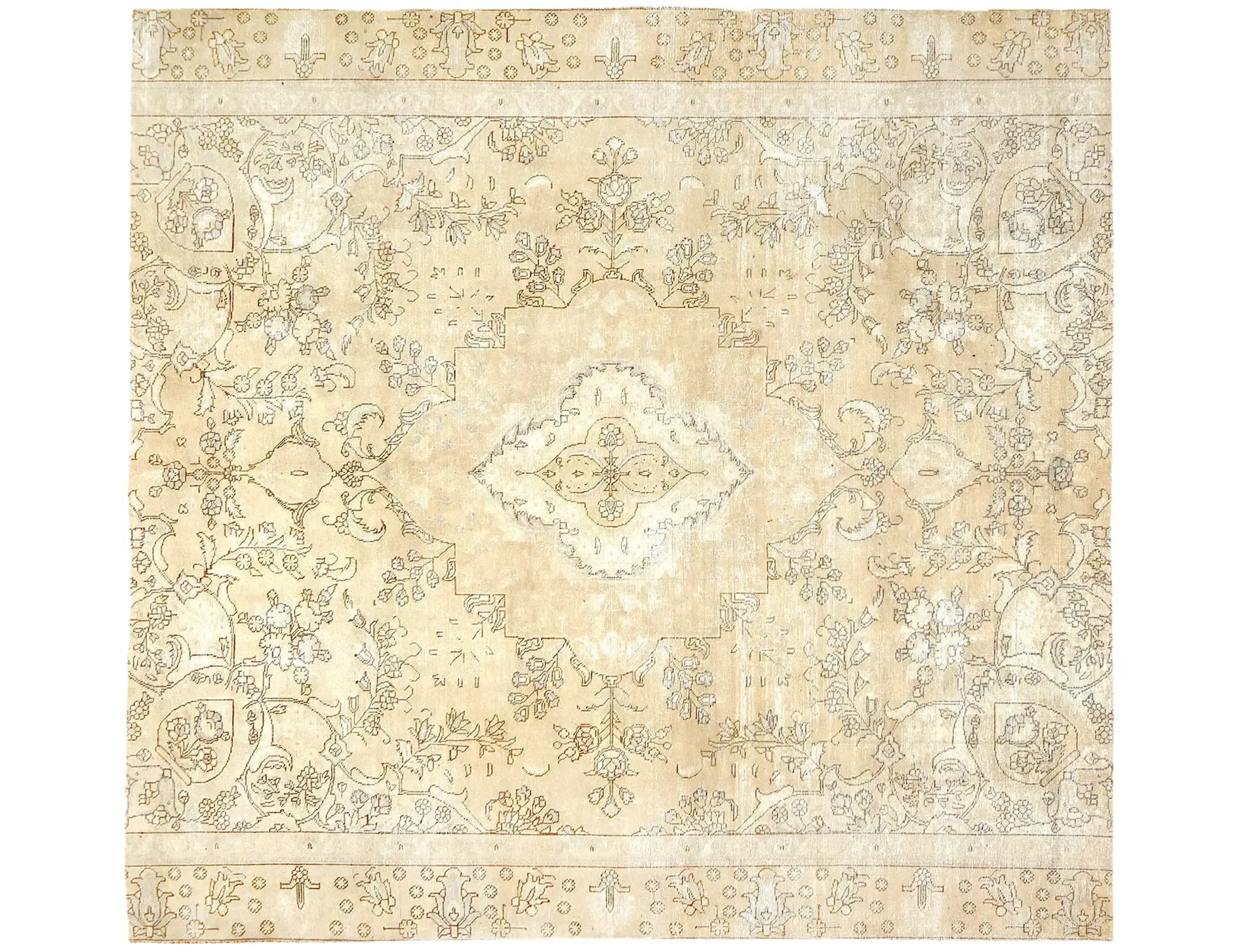 Beige Türkei Vintage Teppich 270 x 270 cm