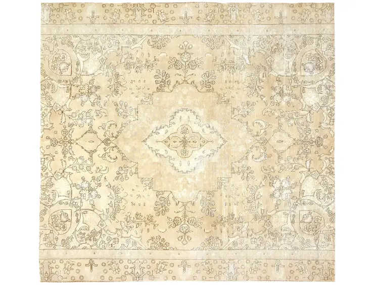 Beige Türkei Vintage Teppich 270 x 270 cm