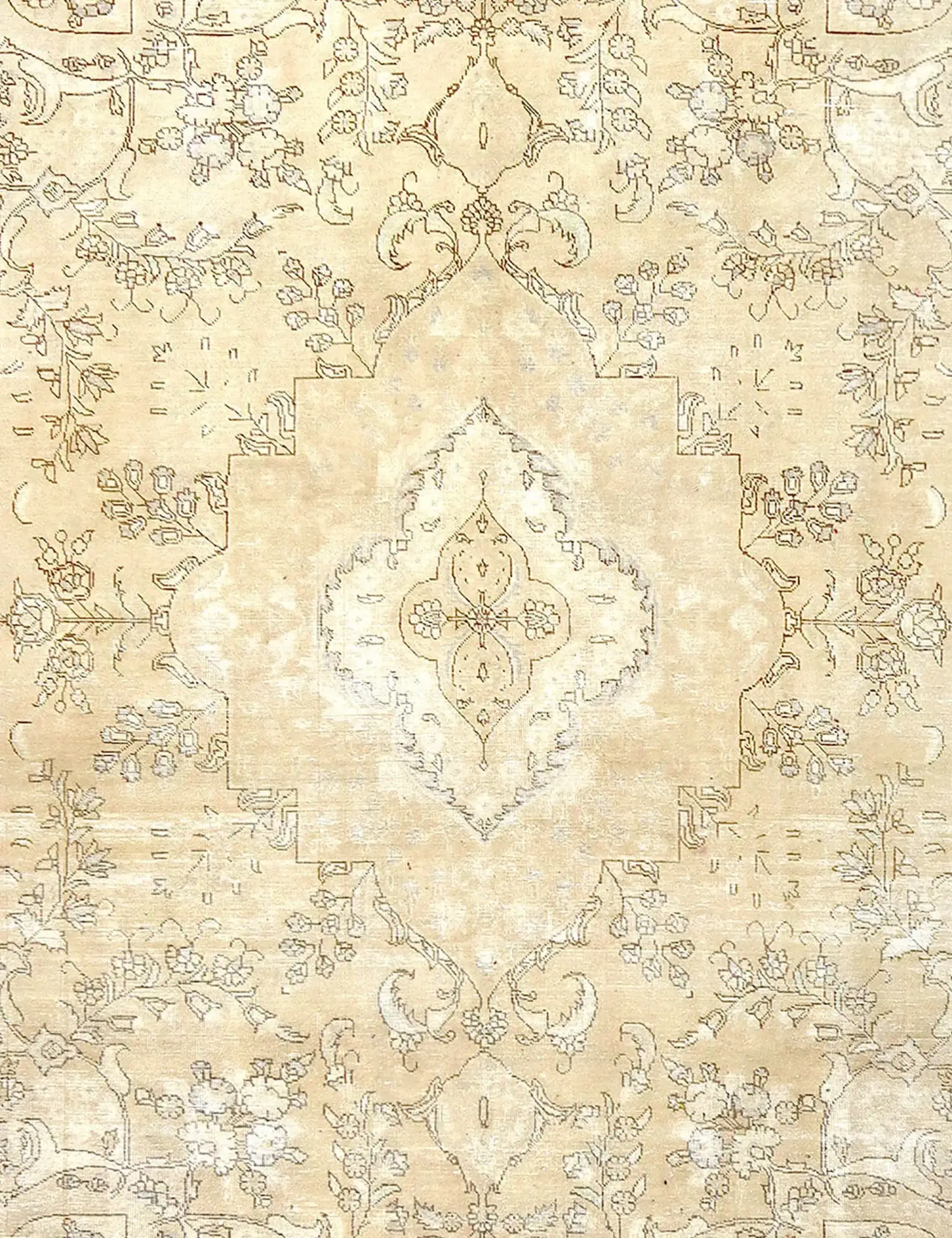 Beige Türkei Vintage Teppich 270 x 270 cm - Einzigartiger handgefertigter Teppich