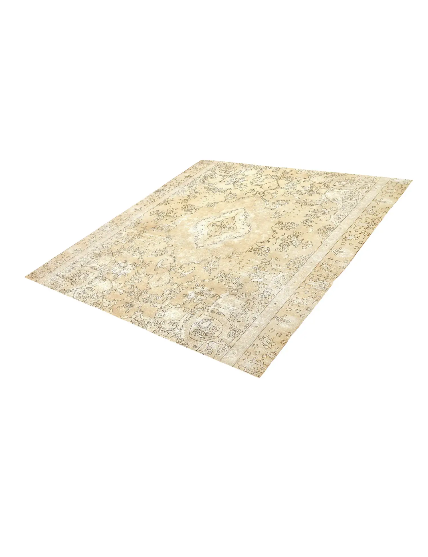 Beige Türkei Vintage Teppich 270 x 270 cm - Einzigartiger handgefertigter Teppich