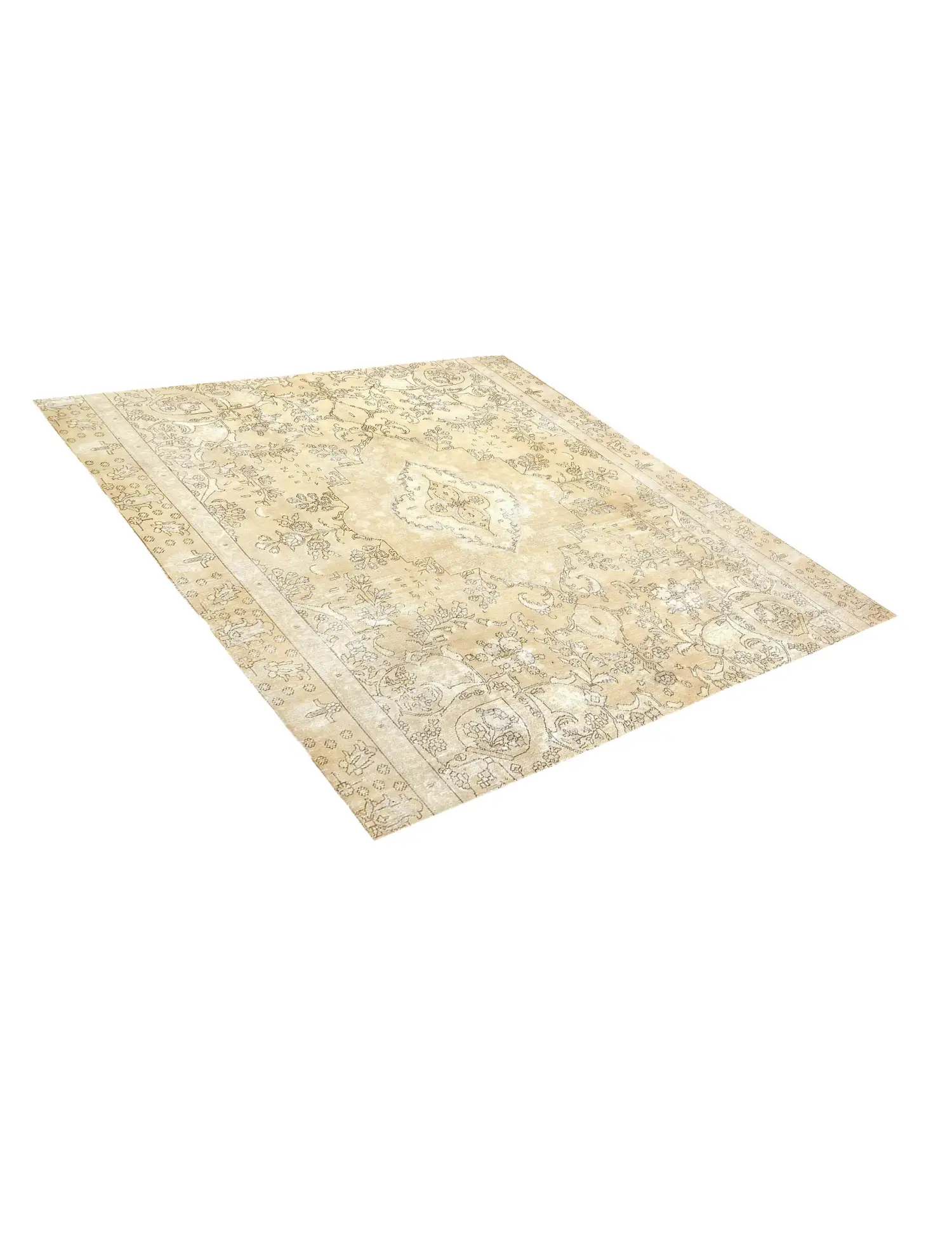 Beige Türkei Vintage Teppich 270 x 270 cm - Einzigartiger handgefertigter Teppich