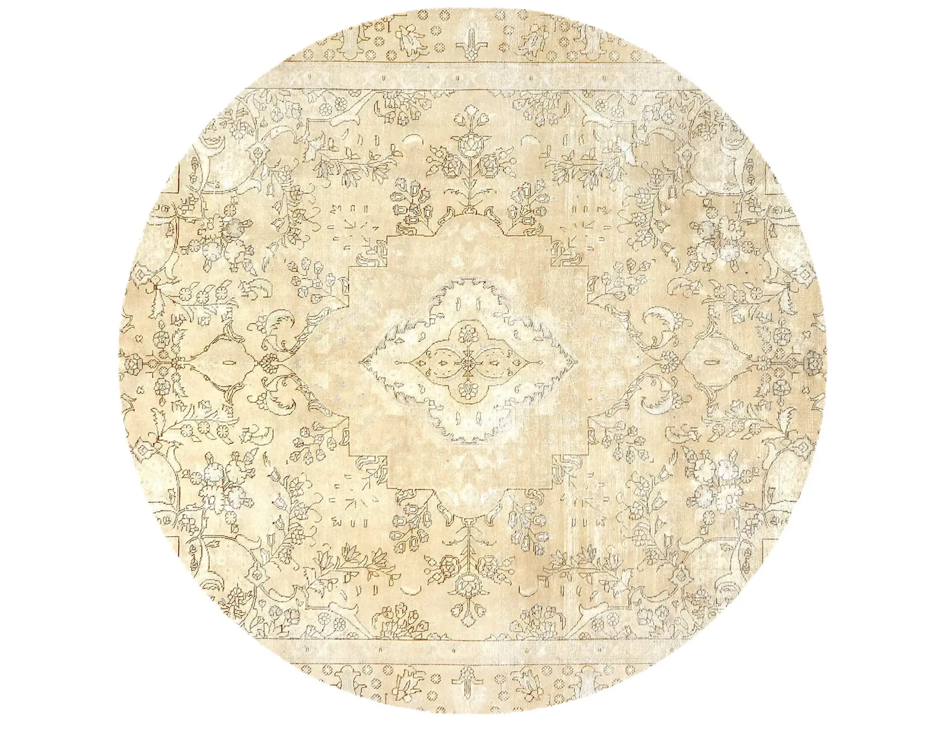 Beige Türkei Vintage Teppich 270 x 270 cm