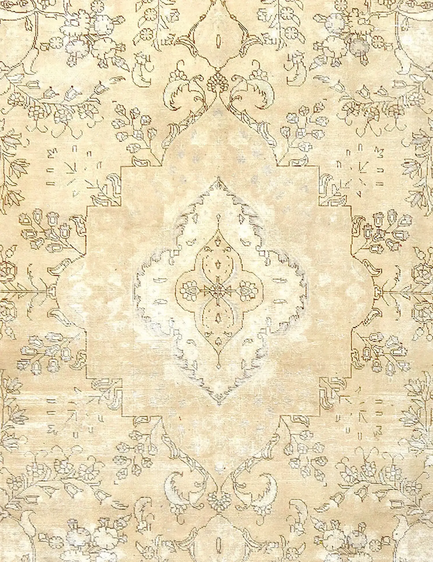 Beige Türkei Vintage Teppich 270 x 270 cm - Einzigartiger handgefertigter Teppich