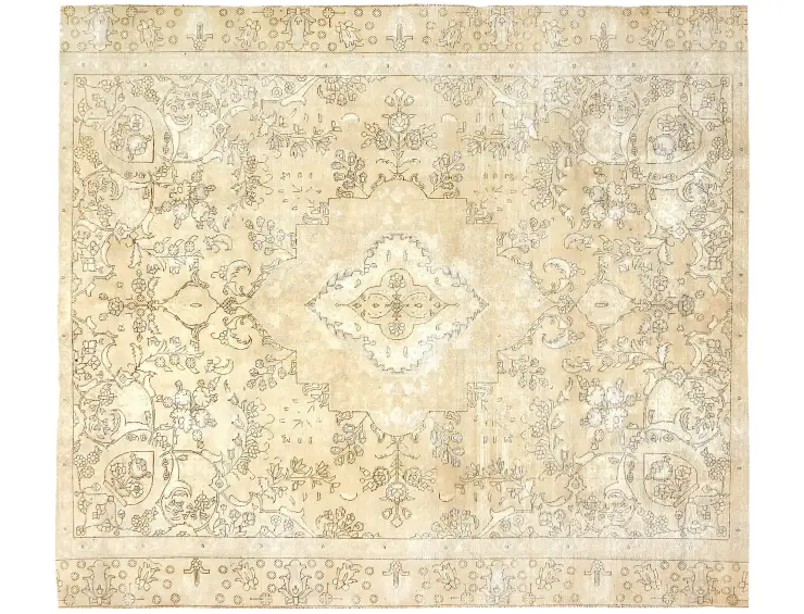 Beige Türkei Vintage Teppich 320 x 270 cm