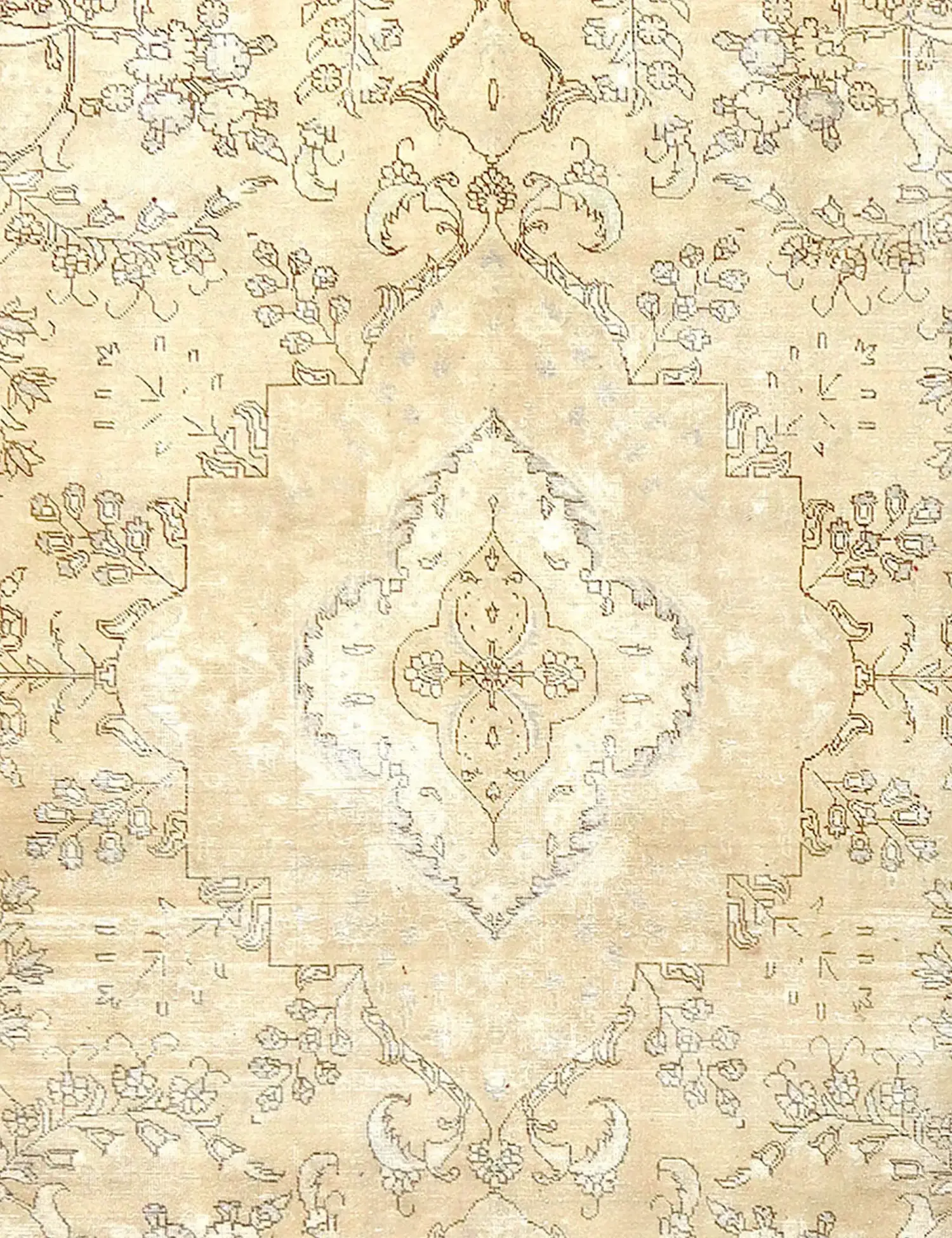 Beige Türkei Vintage Teppich 320 x 270 cm - Einzigartiger handgefertigter Teppich