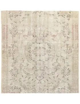 Grå Turkiet vintage matta 145 x 145 cm