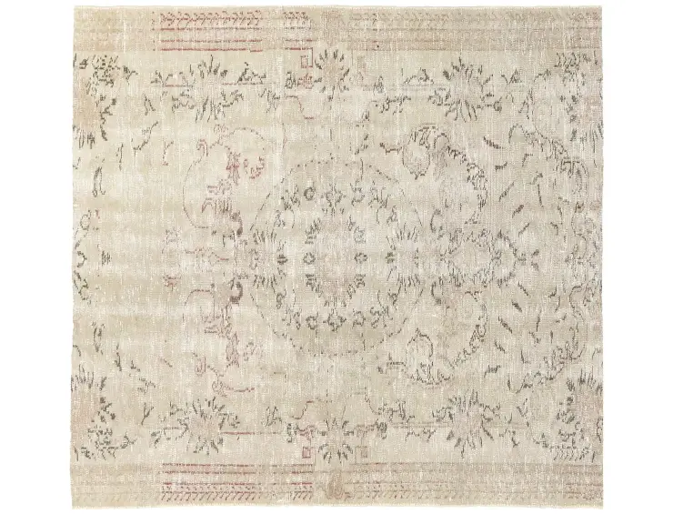 Grau Türkei Vintage Teppich 145 x 145 cm