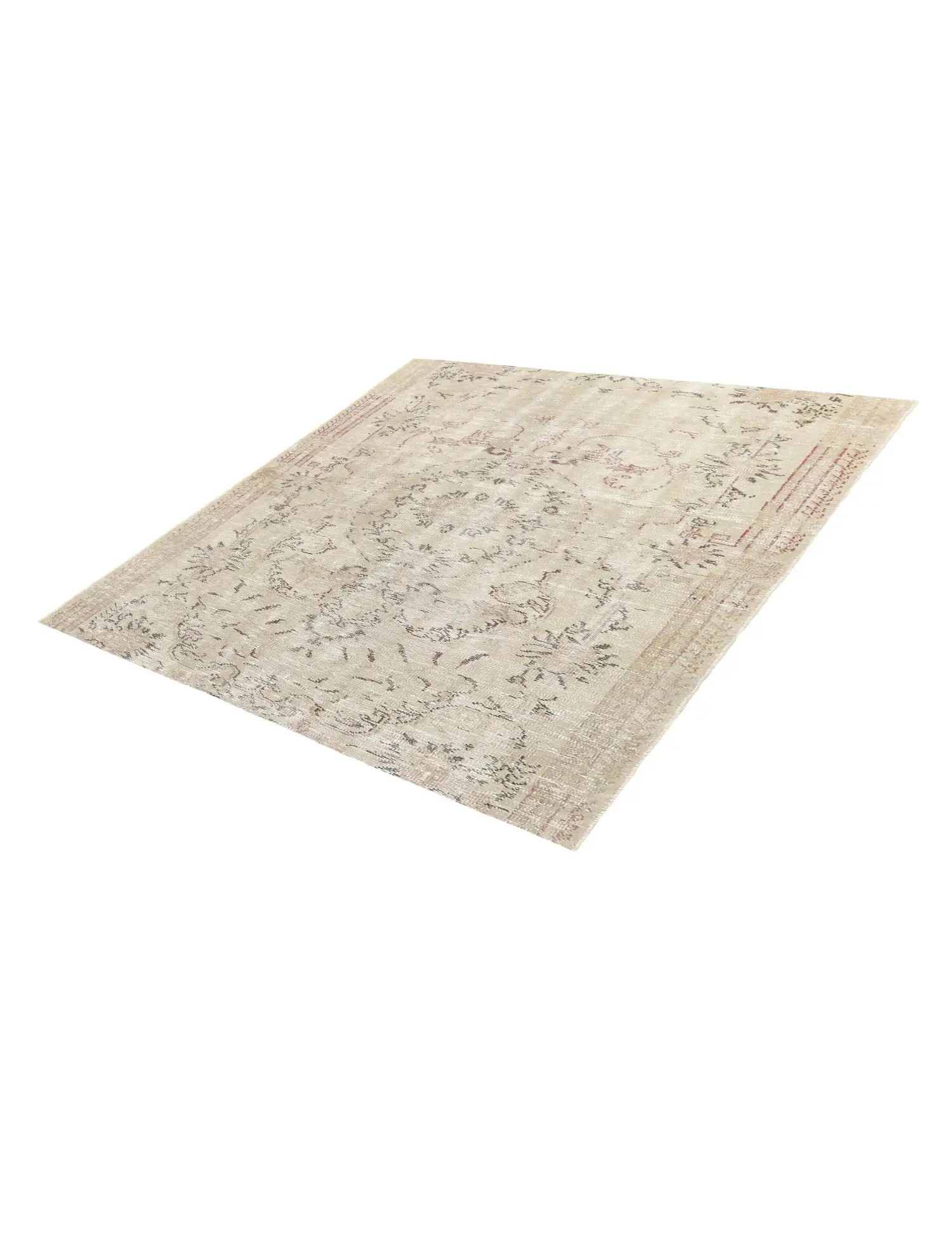 Grau Türkei Vintage Teppich 145 x 145 cm - Einzigartiger handgefertigter Teppich