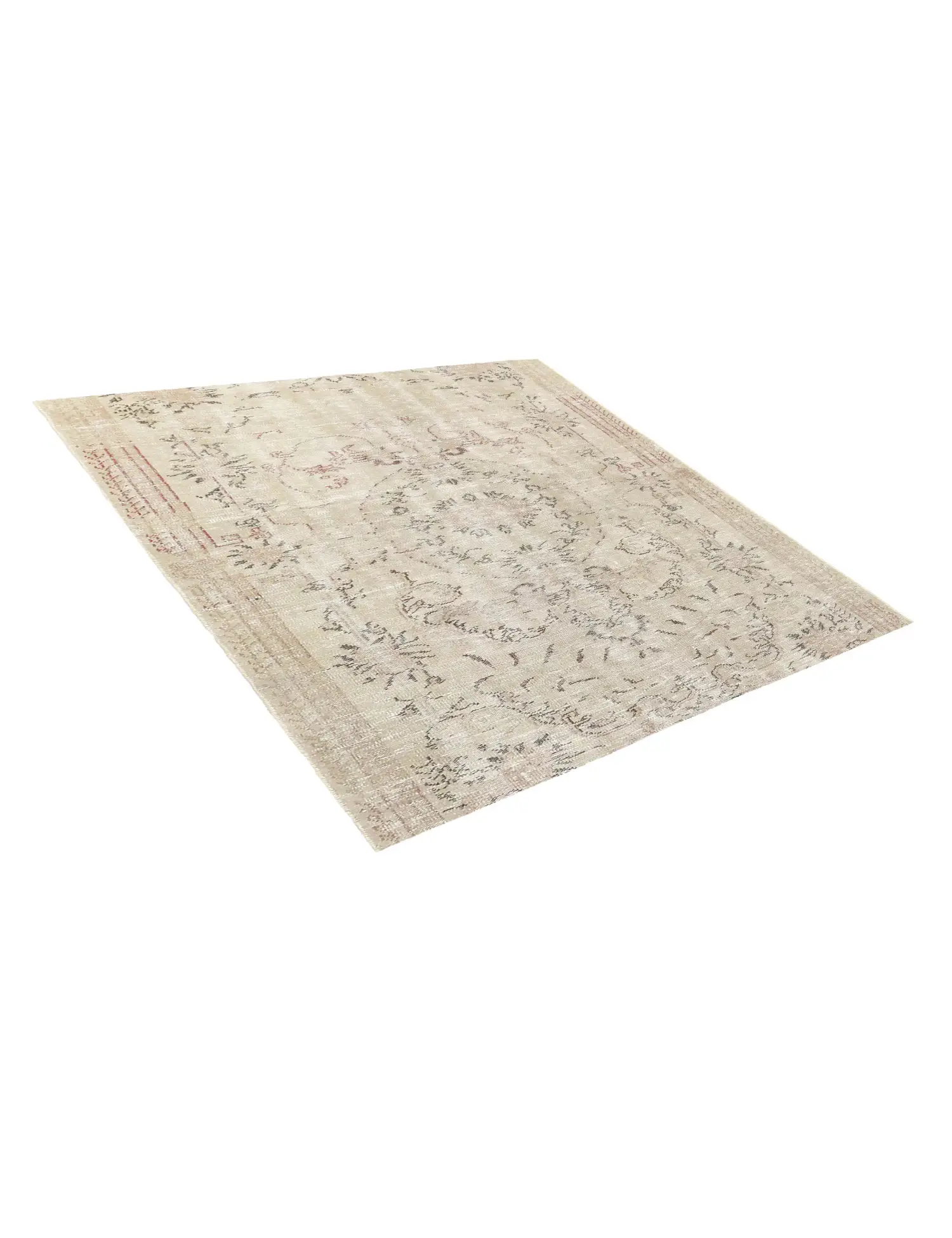 Grau Türkei Vintage Teppich 145 x 145 cm - Einzigartiger handgefertigter Teppich