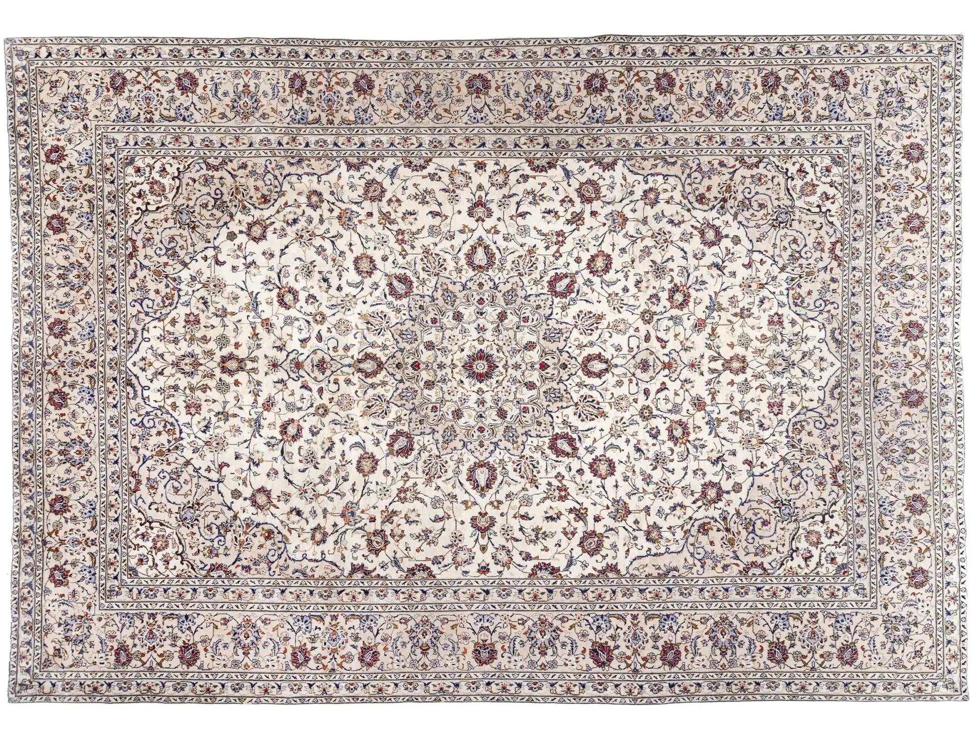Beige Persien Kashan Patina 388 x 299 cm - Einzigartiger handgefertigter Teppich