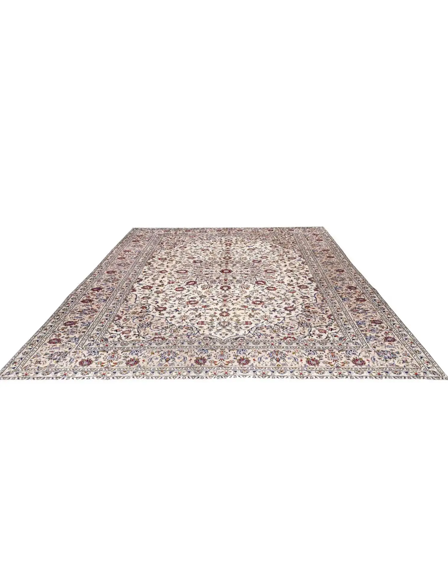 Beige Persia Kashan Patina 388 x 299 cm - Unique Handmade Carpet