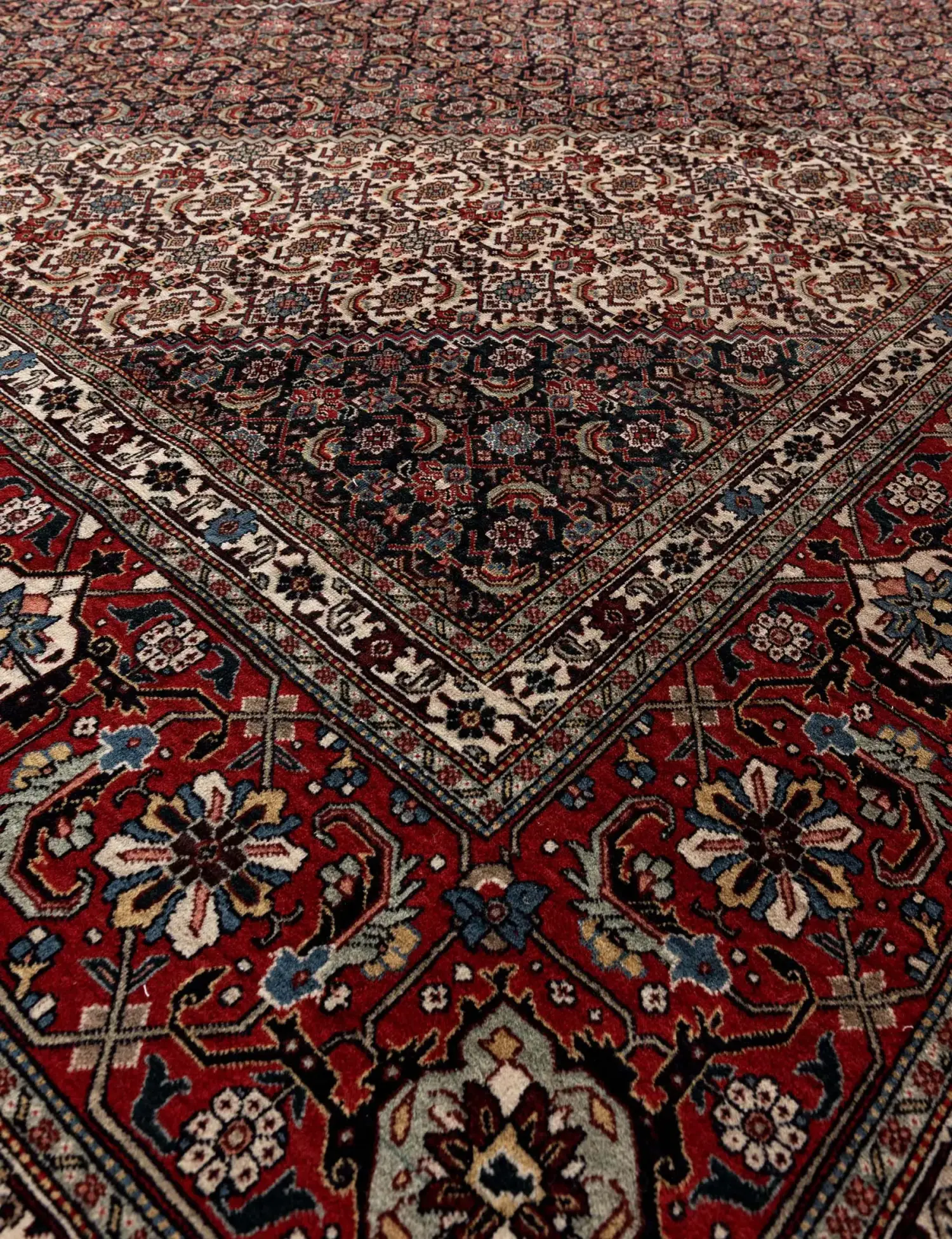 Blu Persiano Tabriz Patina 396 x 296 cm - Tappeto unico fatto a mano