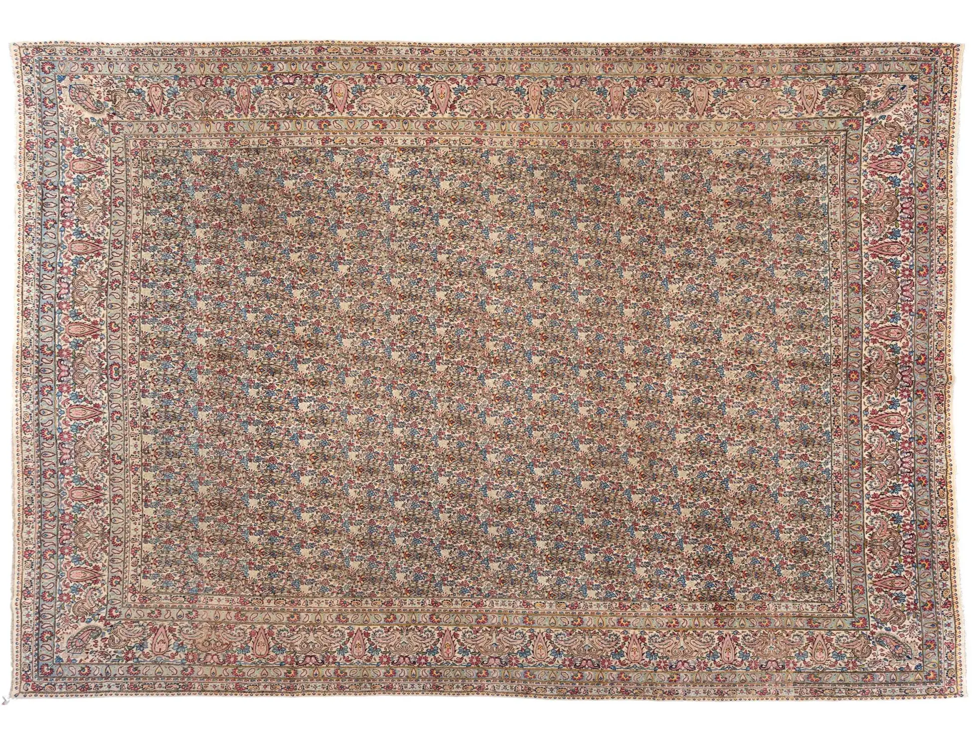 Braun Persien Kerman Patina 389 x 290 cm - Einzigartiger handgefertigter Teppich