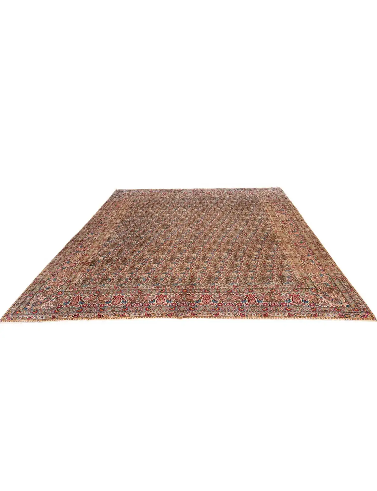 Ruskea Persia Kerman Patina 389 x 290 cm - Ainutlaatuinen käsintehty matto
